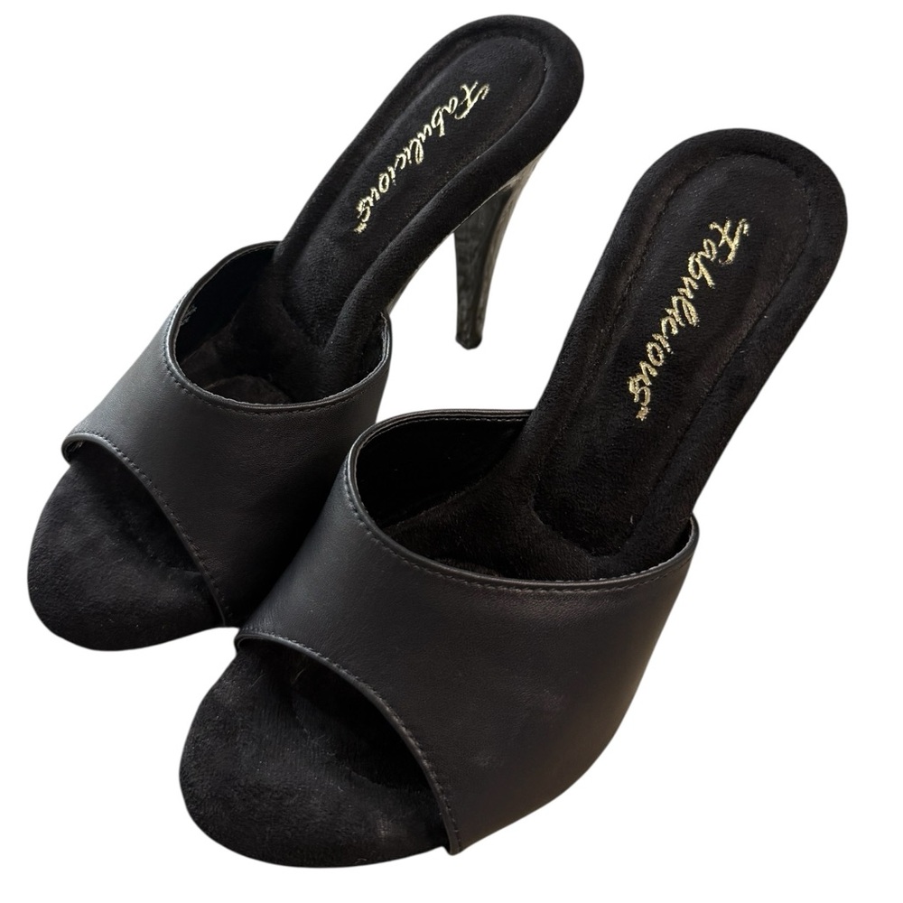 Fabulous Black Slide Mules with Open Toe